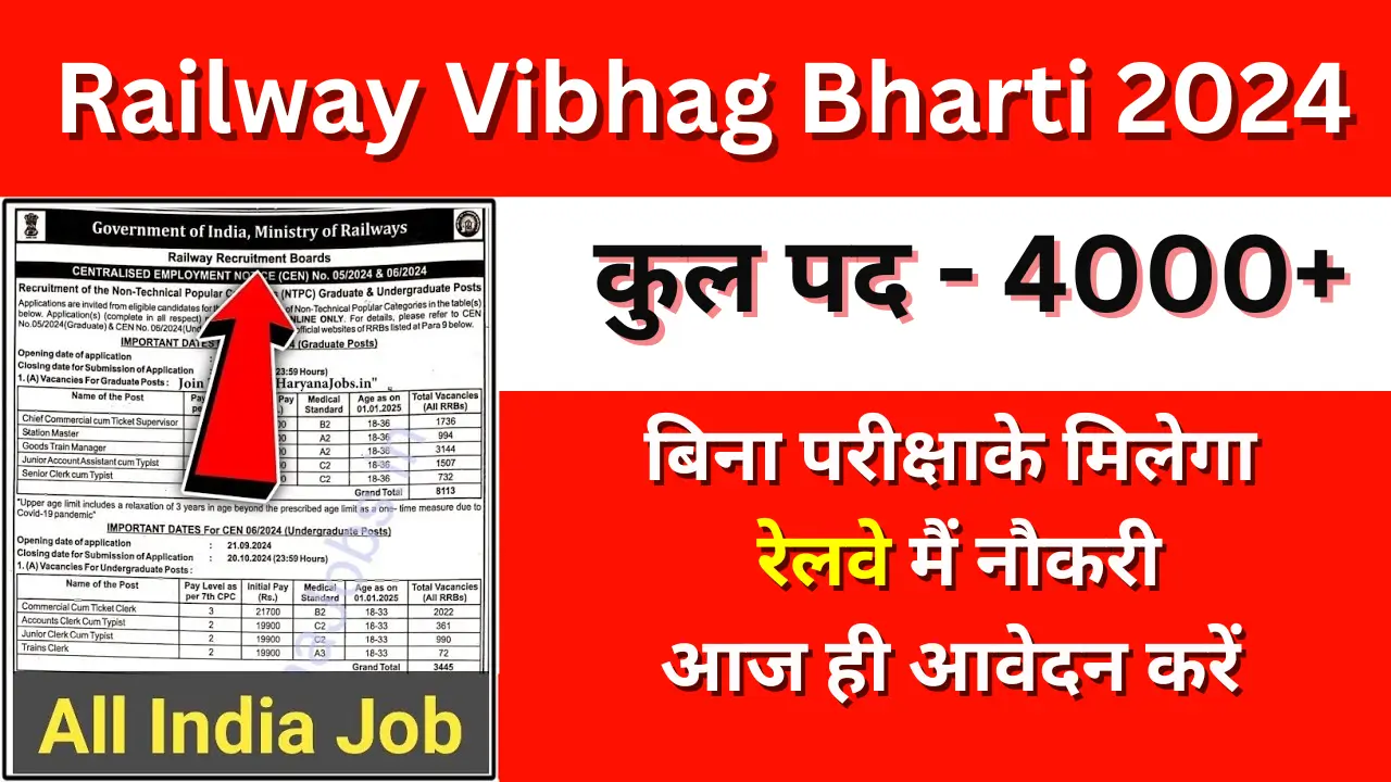 Railway Vibhag Bharti 2024